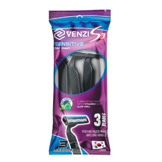 Одноразовые бритвенные станки Venzi S3 в пакете 3 шт