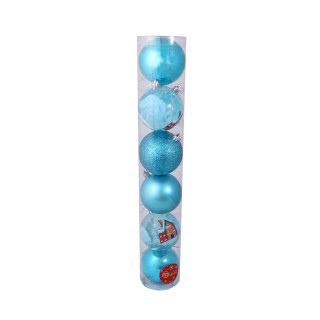 Набор шаров "Зимний домик" 6 шт, d-8 см (Голубой)