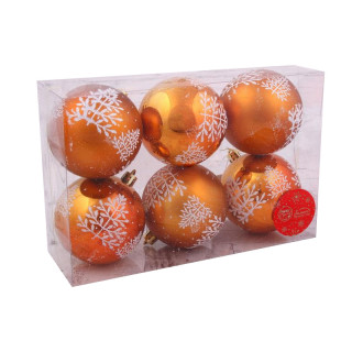 Набор шаров "Царство снега - ёлочка" 6 шт, d-8 см (Оранжевый)